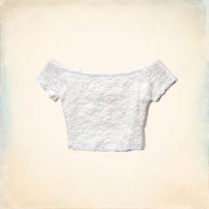 NWOT XS Hollister Cream White Lace Scoop Crop Top